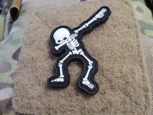 Dabbing Skeleton Patch, gid, Patch en caoutchouc 3D