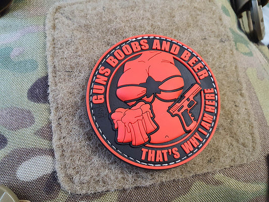 Guns Boobs and Beer Patch, patch en caoutchouc blackmedic / 3D