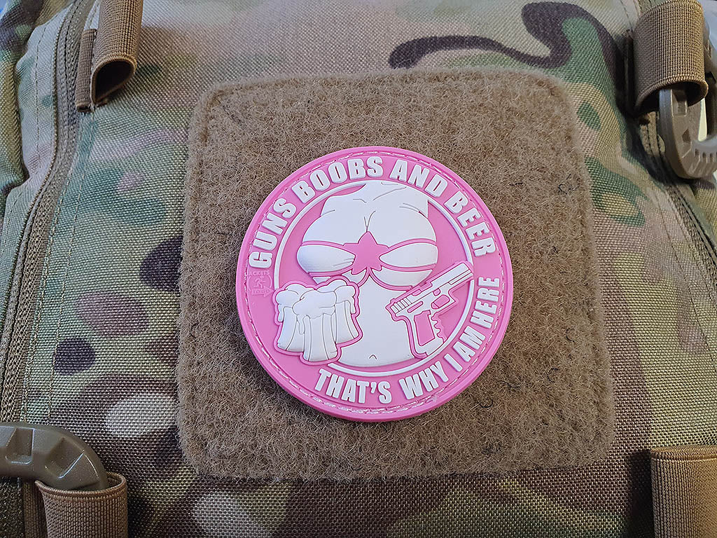 Guns Boobs and Beer Patch, pink / 3D Rubber patch - Patch Snatched