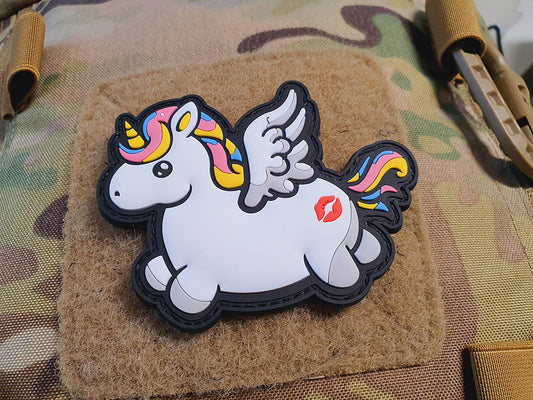 Fliegender Einhorn-KISSMYASS-Patch, Rainbow 3D-Rubber-Patch