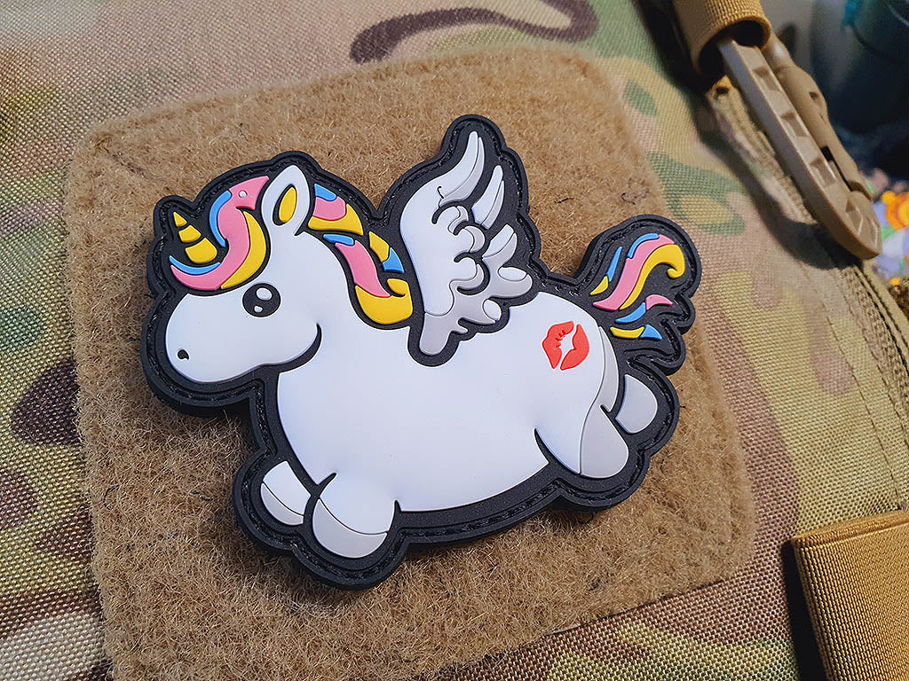 Patch KISSMYASS Licorne volante, patch en caoutchouc 3D arc-en-ciel