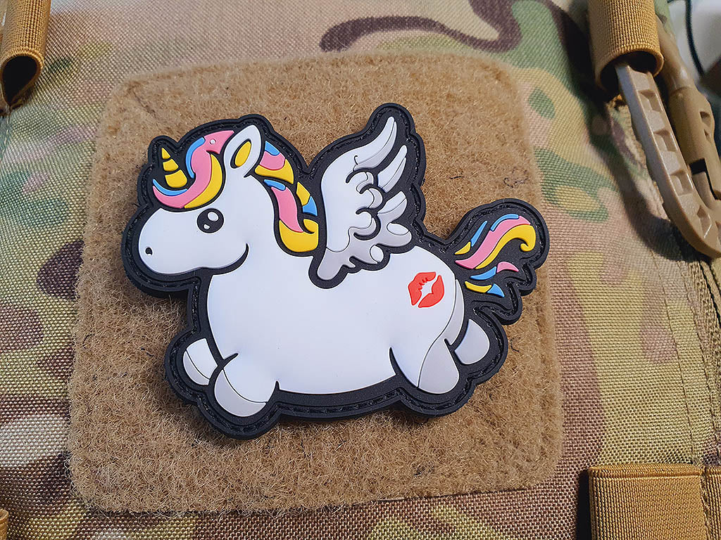 Patch KISSMYASS Licorne volante, patch en caoutchouc 3D arc-en-ciel