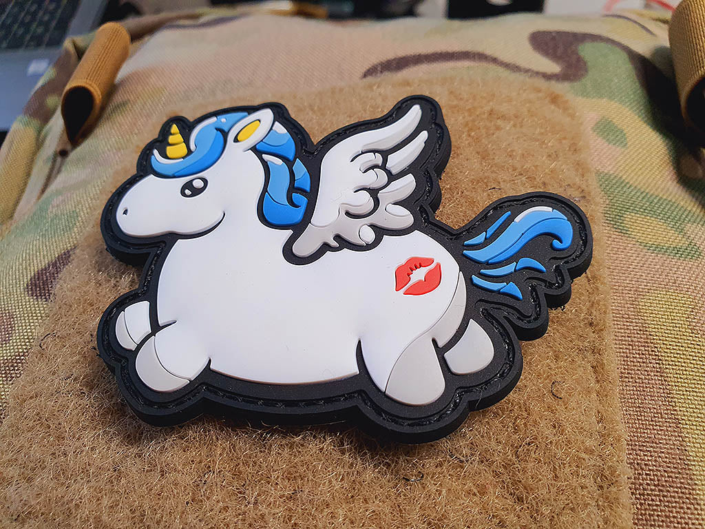 Fliegendes Einhorn KISSMYASS Patch, vollfarbiger 3D-Gummi-Patch