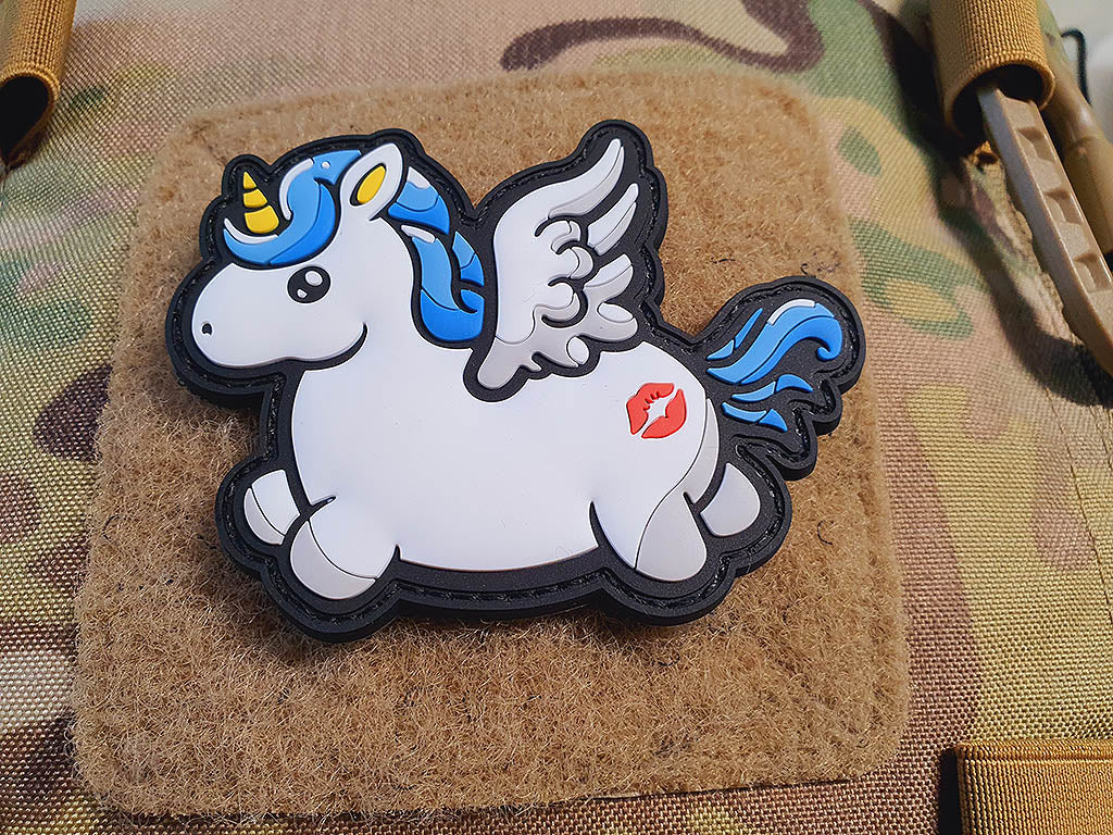 Fliegendes Einhorn KISSMYASS Patch, vollfarbiger 3D-Gummi-Patch