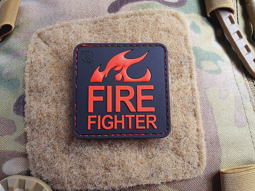 FireFighter Patch, Fire-Red / 3D Rubber patch