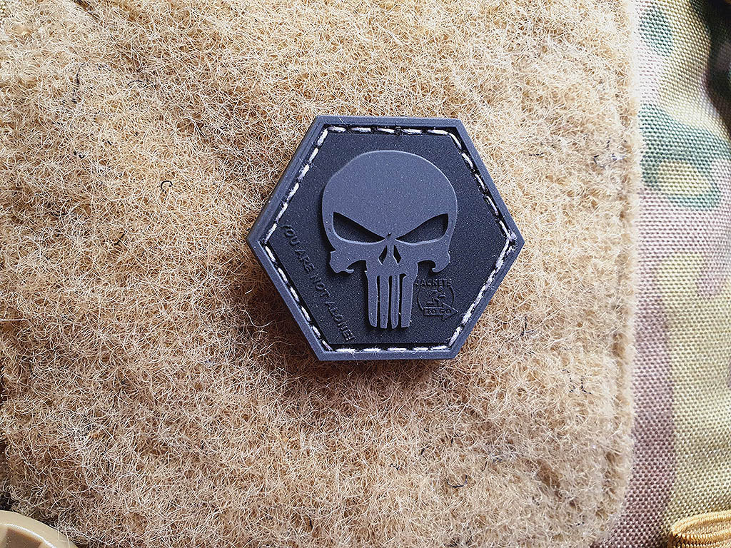 Punisher “YOU ARE NOT ALONE” Patch, blackops, Hexagon Patch, 3D Rubber Patch