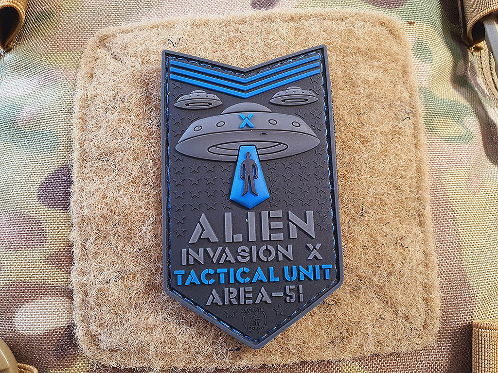 ALIEN INVASION X-Files, Tactical Unit Patch, AREA-51, blue / 3D Rubber Patch