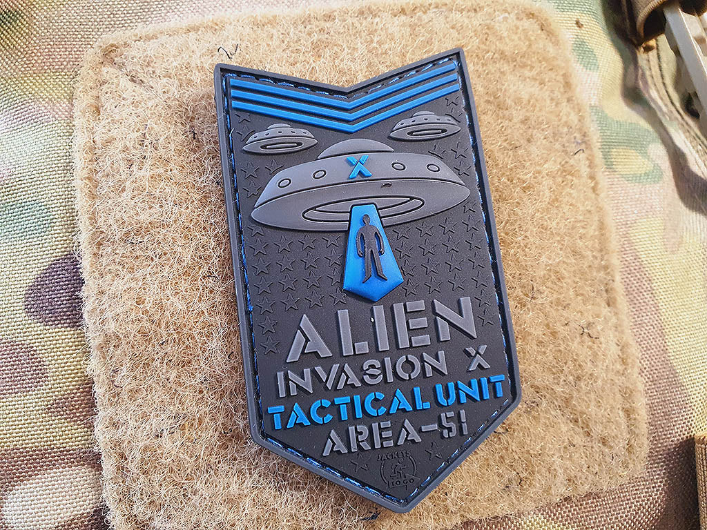 ALIEN INVASION X-Files, Tactical Unit Patch, AREA-51, blue / 3D Rubber Patch