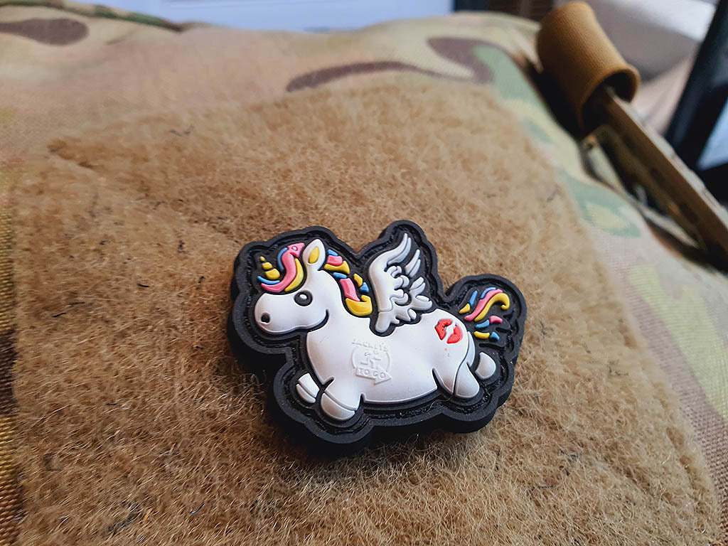 Flying Unicorn KISSMYASS Patch small, rainbow / 3D Rubber Patch - Patch Snatched