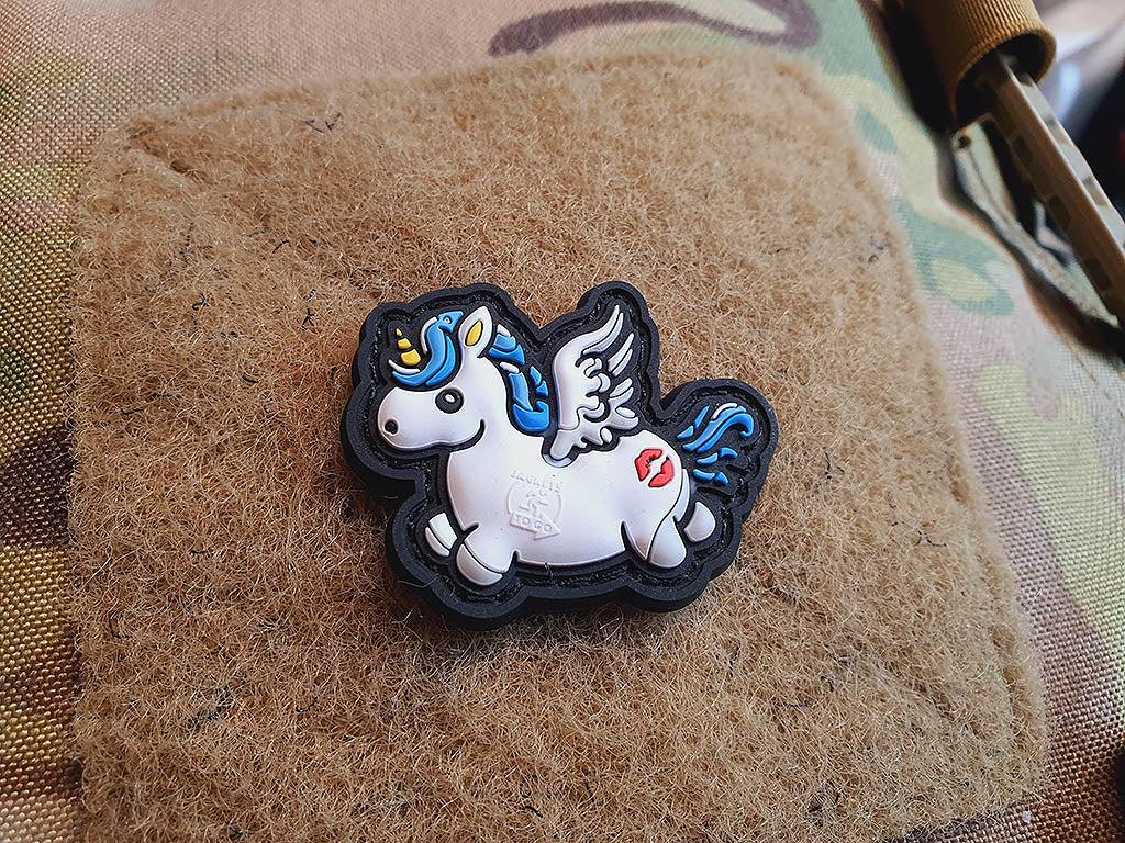 Petit patch KISSMYASS Licorne volante, patch en caoutchouc 3D en couleur