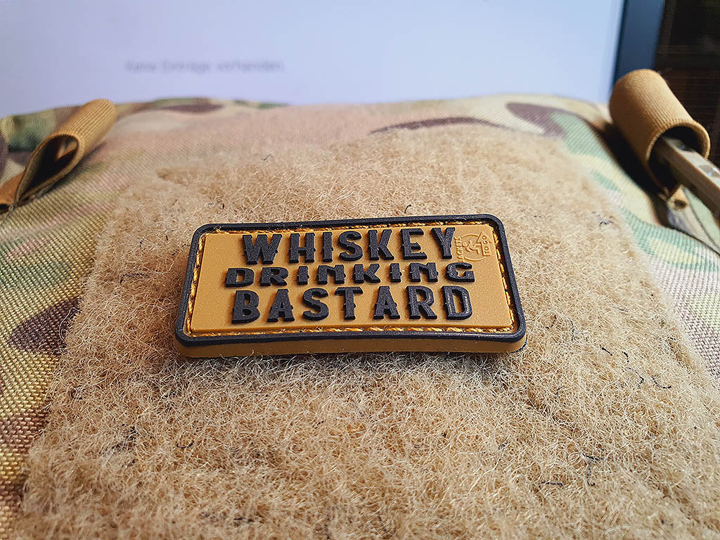 WHISKEY DRINKING BASTARD Patch small, coyote brown / 3D Rubber Patch