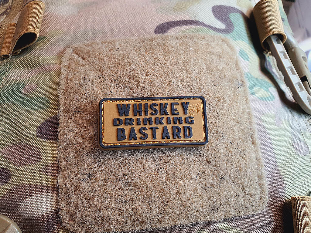 WHISKEY DRINKING BASTARD Patch small, coyote brown / 3D Rubber Patch