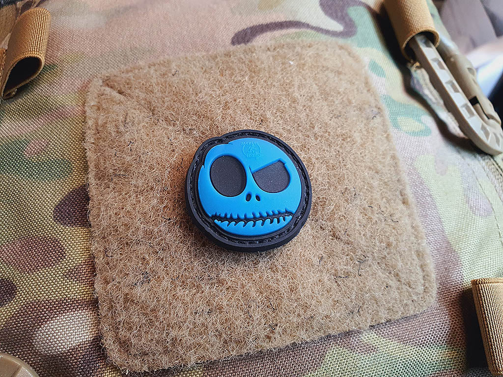 Sourire de cauchemar, petit patch, bleu gid (brille dans le noir) / patch en caoutchouc 3D