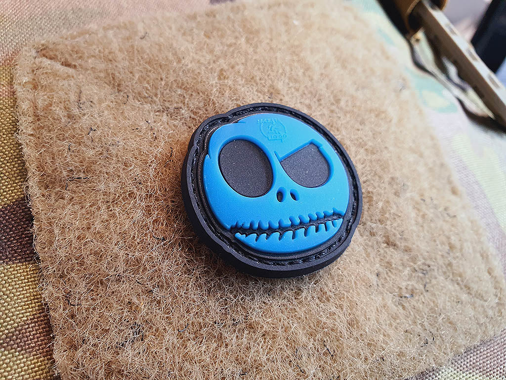 Sourire de cauchemar, petit patch, bleu gid (brille dans le noir) / patch en caoutchouc 3D