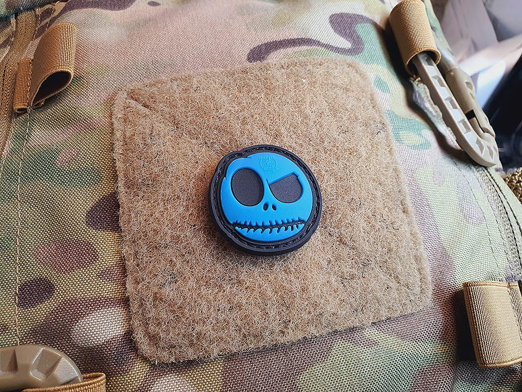 Nightmare Smile, Patch klein, blaues Gitter (leuchtet im Dunkeln) / 3D Rubber Patch