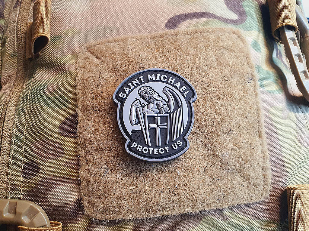 SAINT MICHAEL PROTECT US Patch small, blackops / 3D Rubber Patch