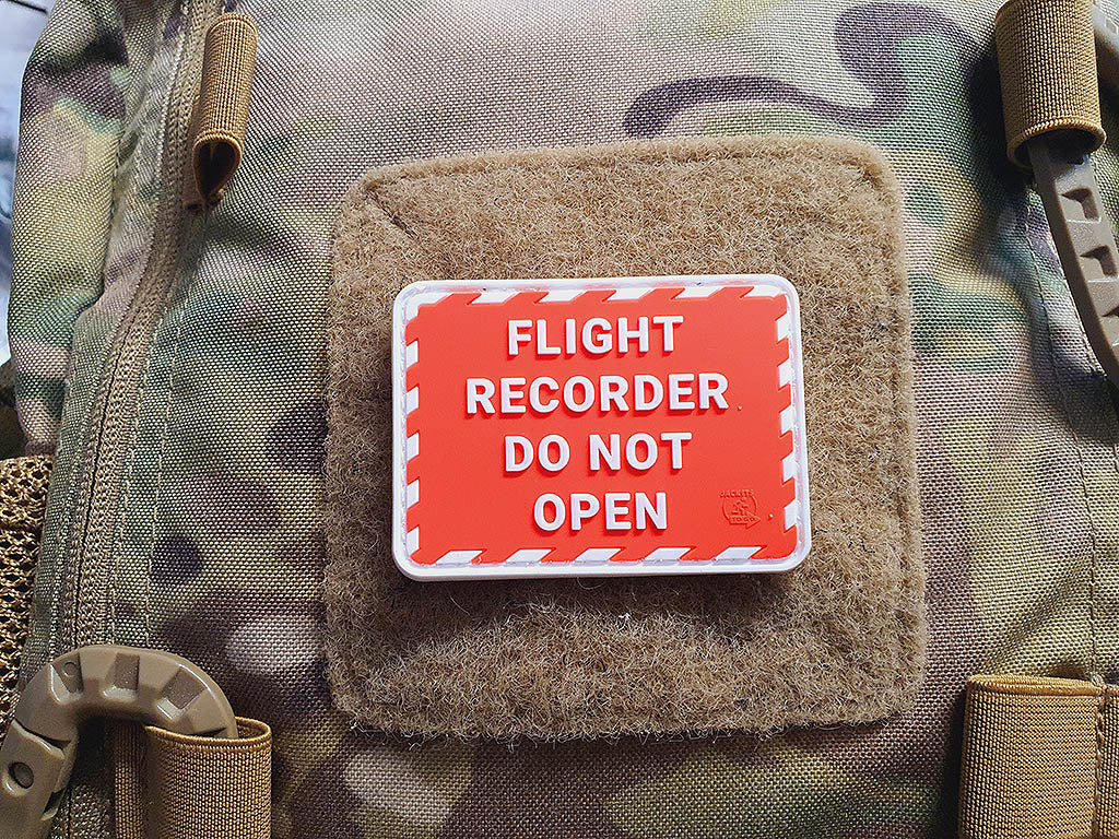 FLIGHT RECORDER Patch, red white, 3D Rubber Patch