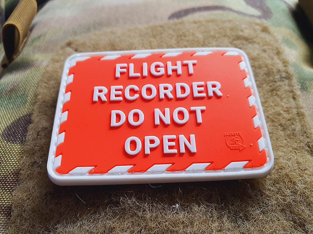 FLIGHT RECORDER Patch, red white, 3D Rubber Patch