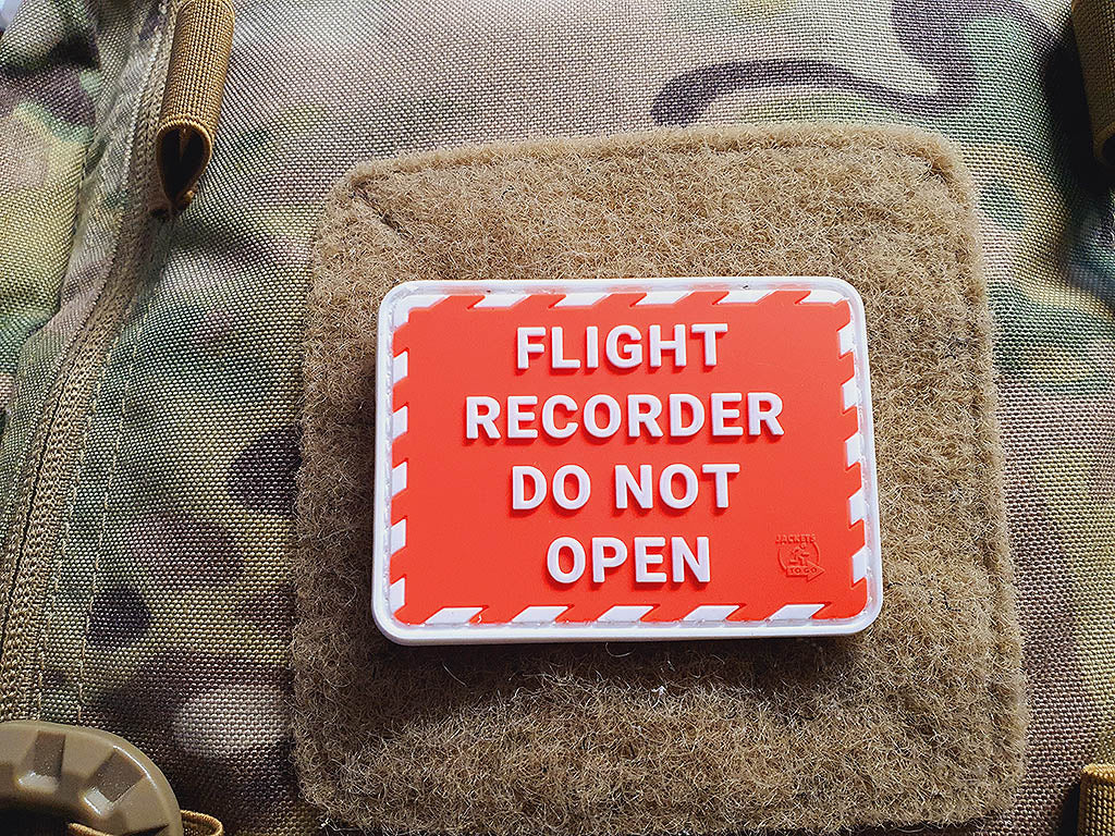 FLIGHT RECORDER Patch, red white, 3D Rubber Patch