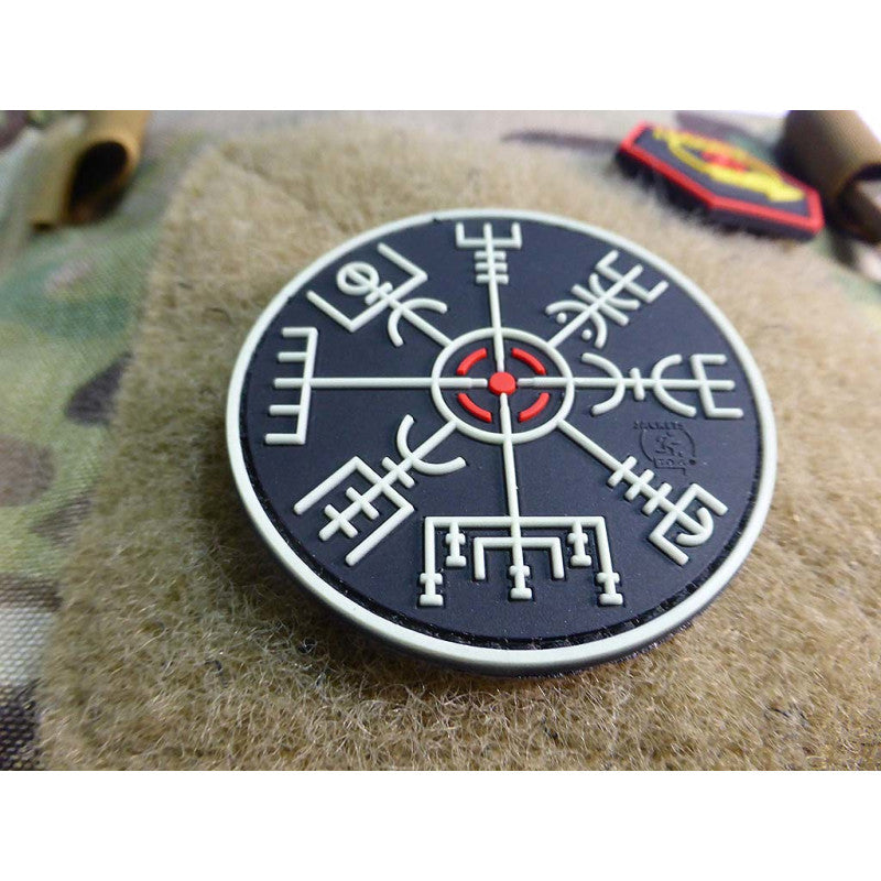 VEGVISIR VIKING COMPASS Patch, gid / 3D Rubber Patch