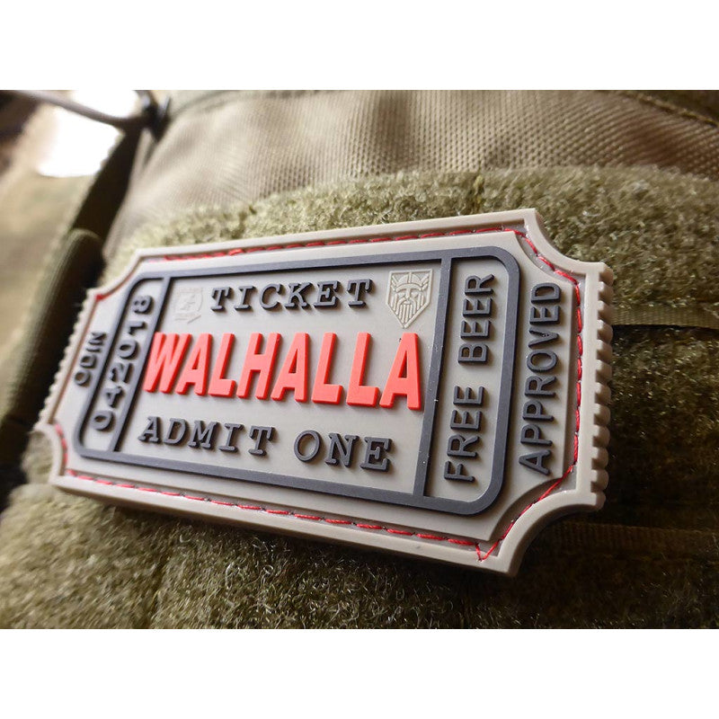 WALHALLA TICKET Patch, grey | Viking 3D Rubber Patch | Patch Snatched