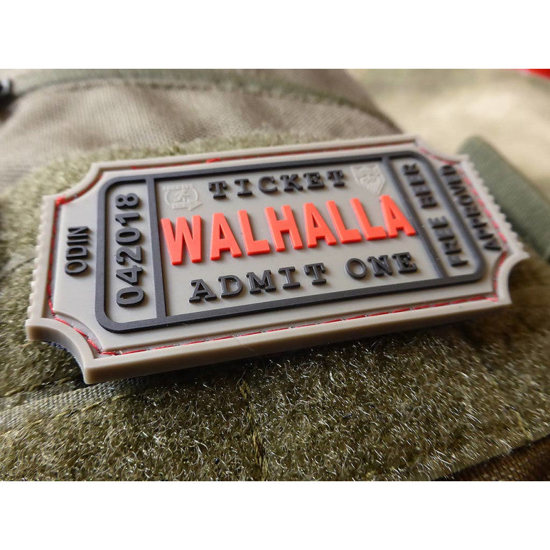 WALHALLA TICKET - Odin approved Patch, grey / 3D Rubber Patch