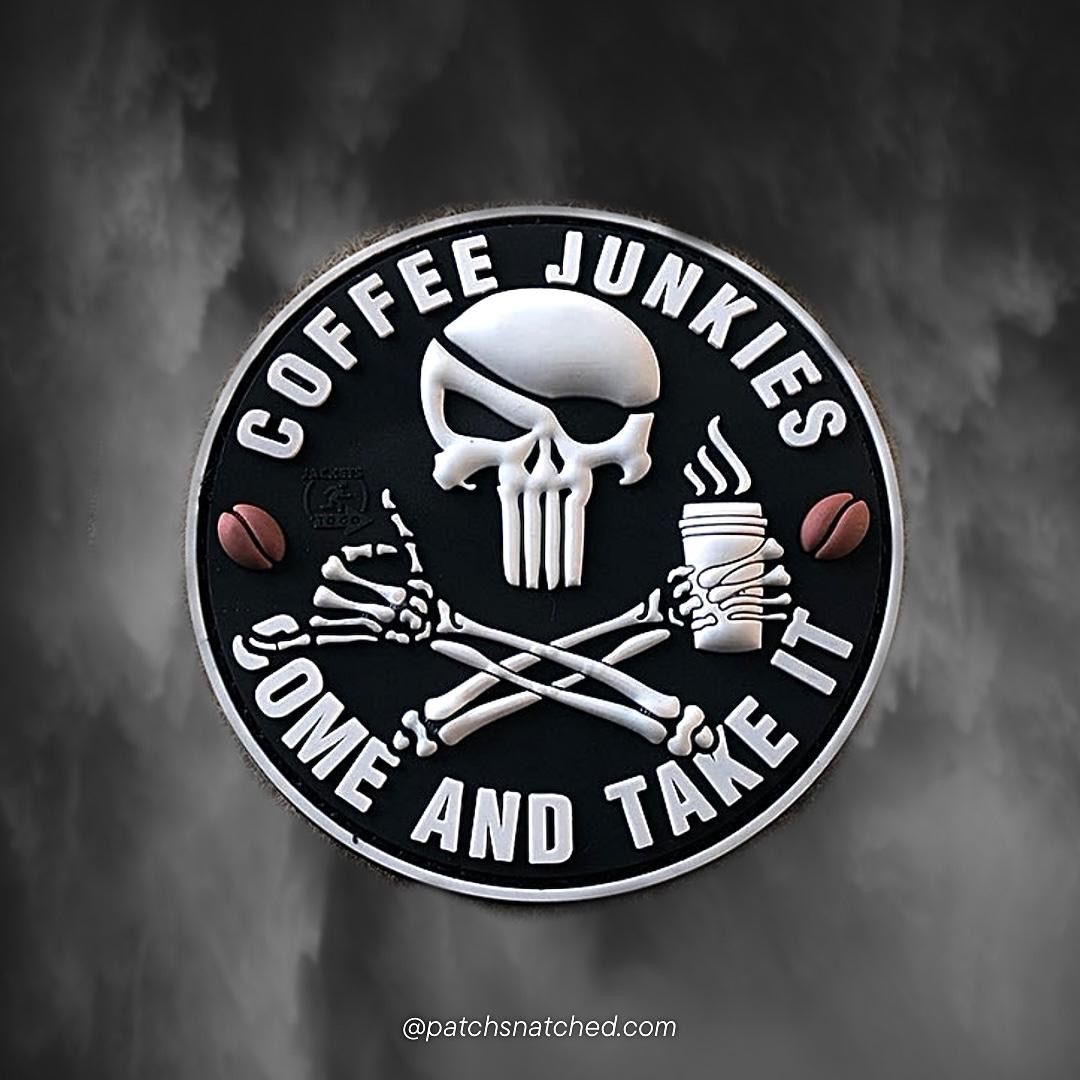 Pirat Punisher Coffee Junkies Patch / 3D Rubber Patch - Patch Snatched