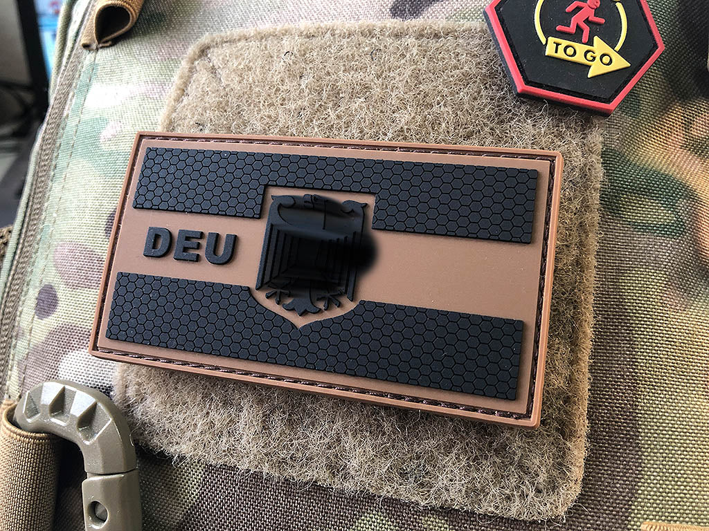 DEU Deutschland Flaggen Patch mit Bundesadler, coyote / 3D Rubber Patch