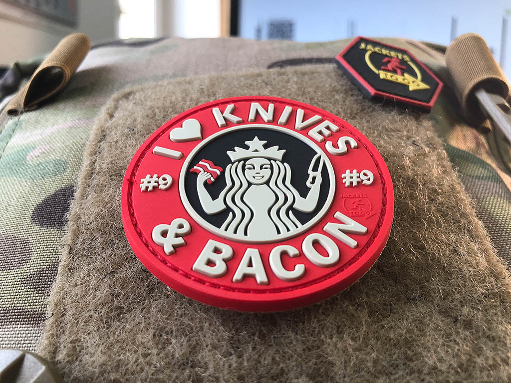 #9 I love Knives and Bacon Patch, fullcolor / 3D Rubber Patch