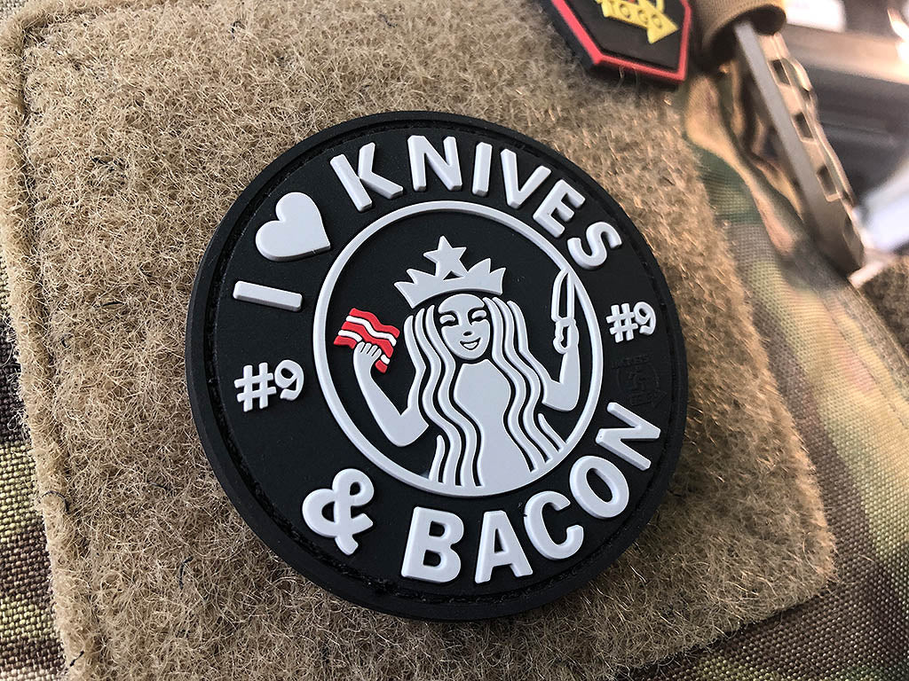 #9 I love Knives and Bacon Patch, swat / 3D Rubber Patch