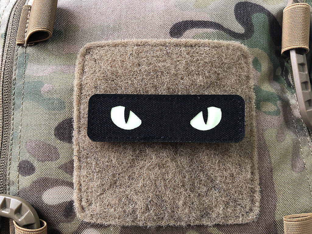Cat Eyes Lasercut Patch, schwarz, nachleuchtende Augen / Cordura Lasercut