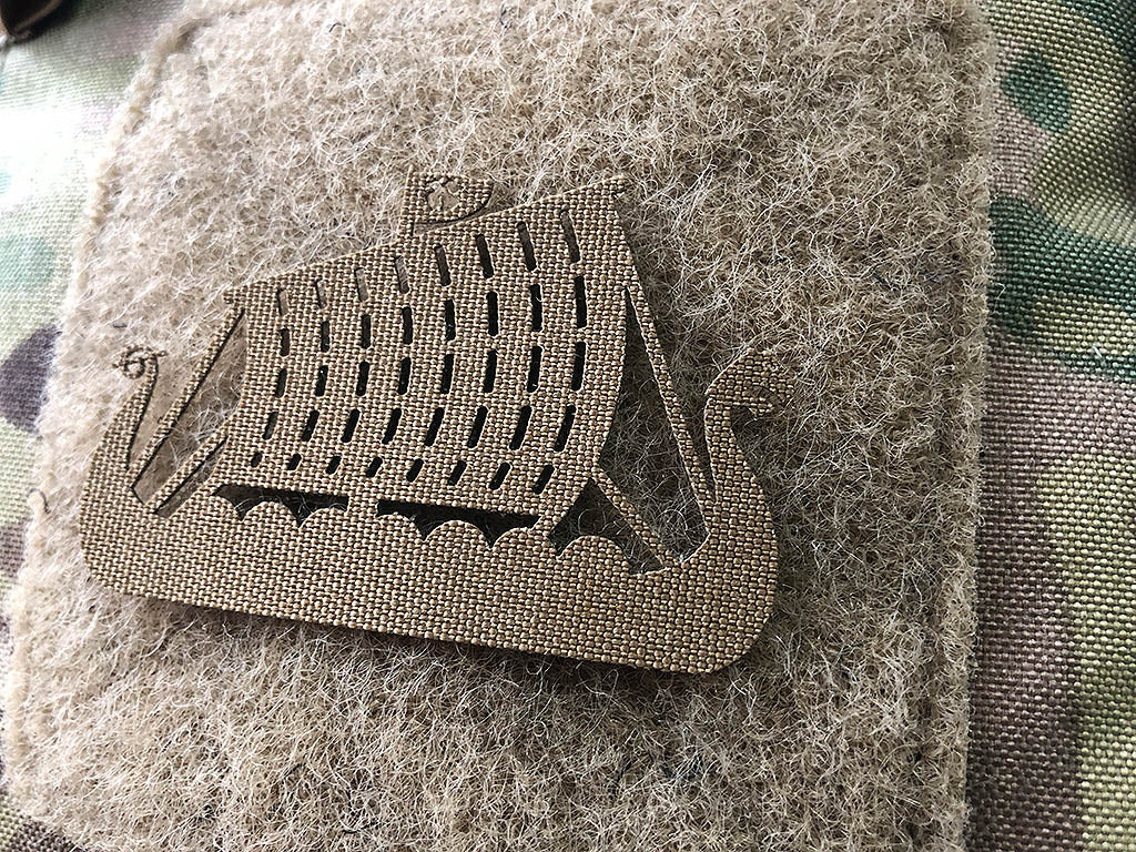 Drakkar Dragon Ship Lasercut Patch, Coyote, Cordura Lasercut