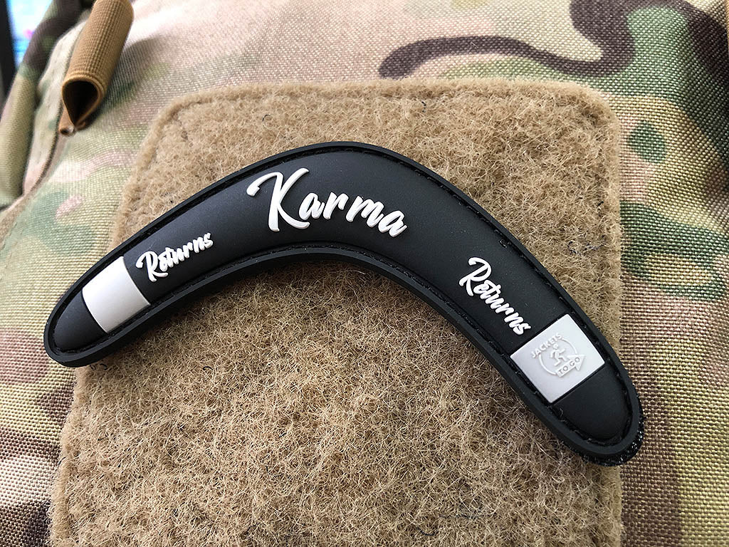 Karma Returns Boomerang Patch, black / 3D Rubber - Patch Snatched