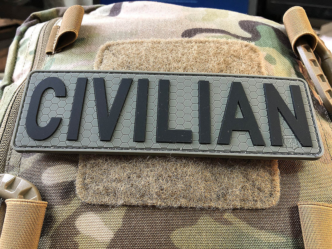 CIVILIAN Patch, steingrau-olive schwarz, 3D Rubber Patch