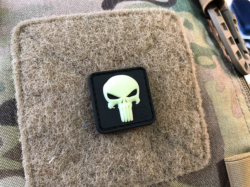 Punisher Patch, gid (glow in the dark), 3D Rubber patch - Patch Snatched