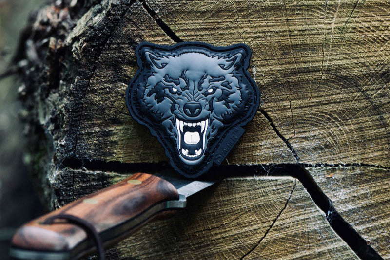Patch tête de loup en colère, patch en caoutchouc gid / 3D