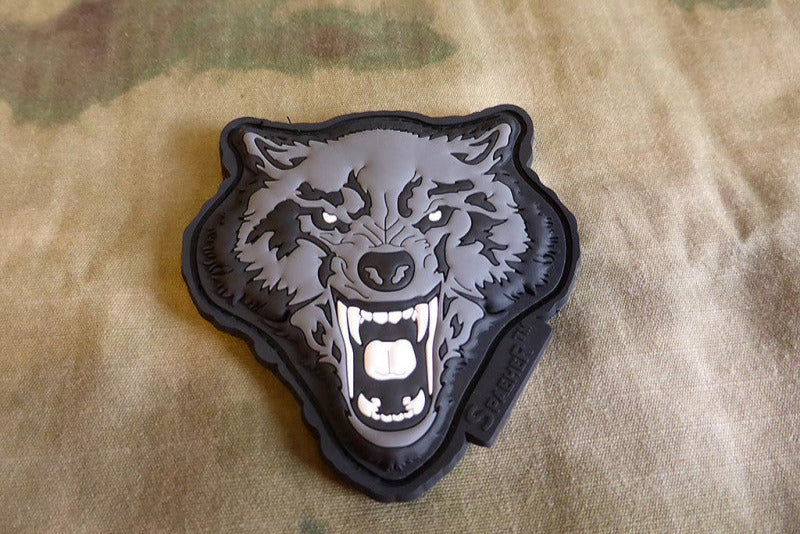 Patch tête de loup en colère, patch en caoutchouc gid / 3D