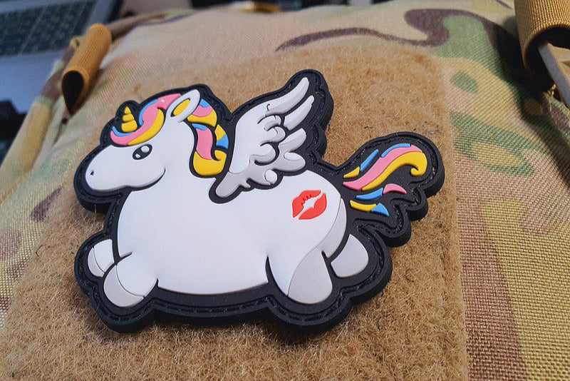 Flying Unicorn KISSMYASS Patch, Rainbow 3D Rubber Patch