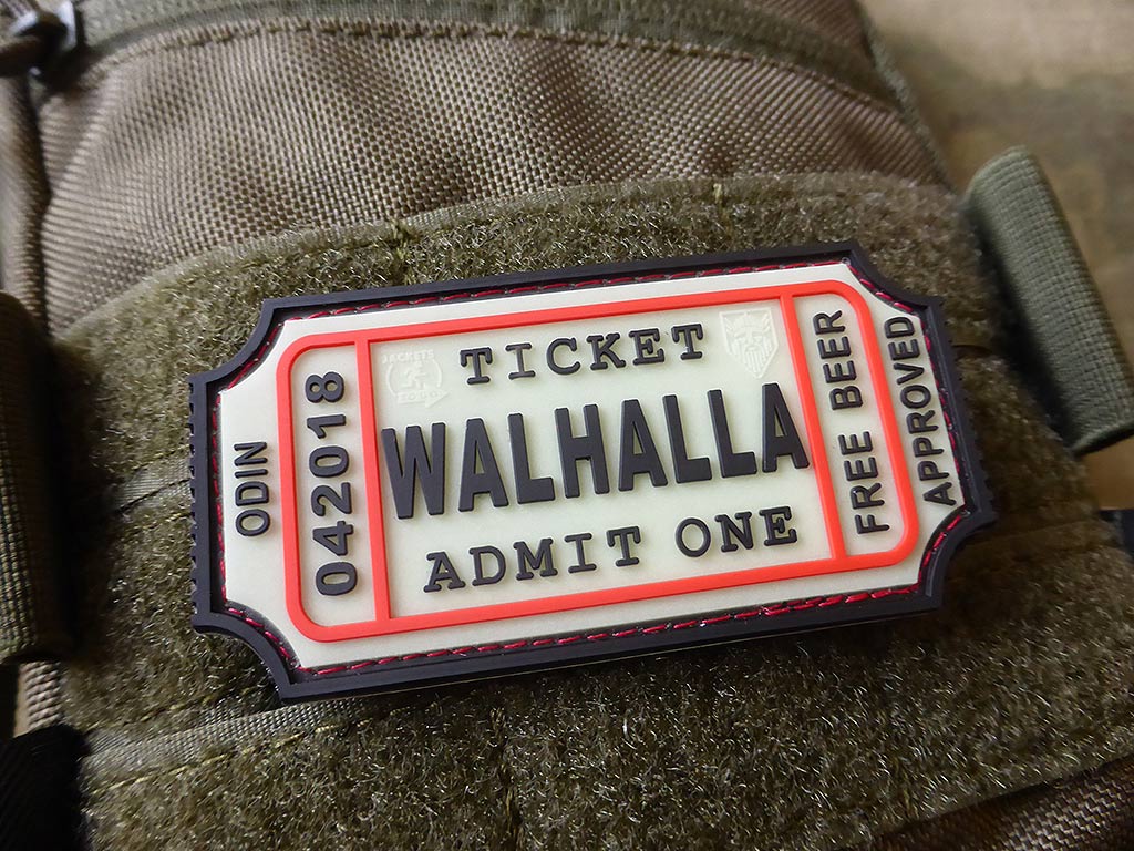 WALHALLA TICKET - Odin approved Patch, gid / 3D Rubber Patch