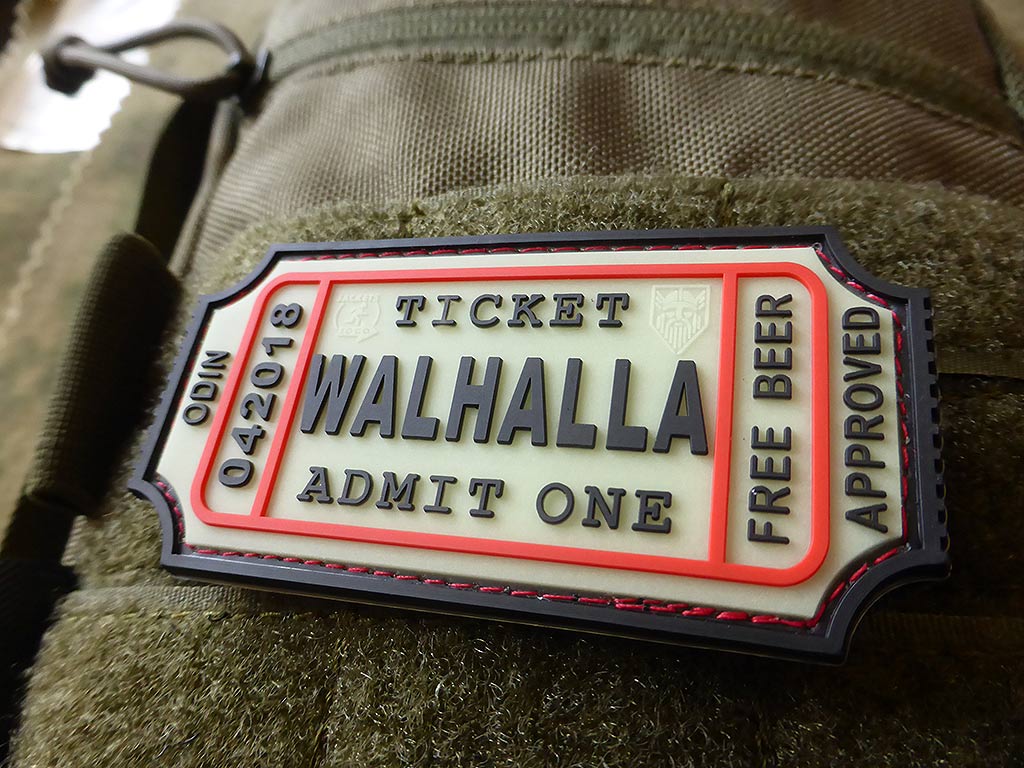 WALHALLA TICKET - Odin approved Patch, gid / 3D Rubber Patch