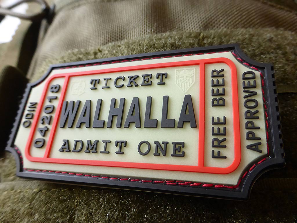 WALHALLA TICKET - Odin approved Patch, gid / 3D Rubber Patch