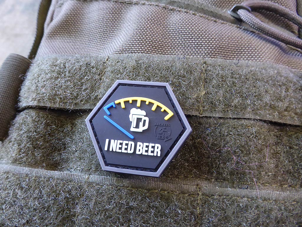 I NEED BEER, Bierbrauerspezial, Hexagon Patch, gid  / 3D Rubber Patch, HexPatch - Patch Snatched