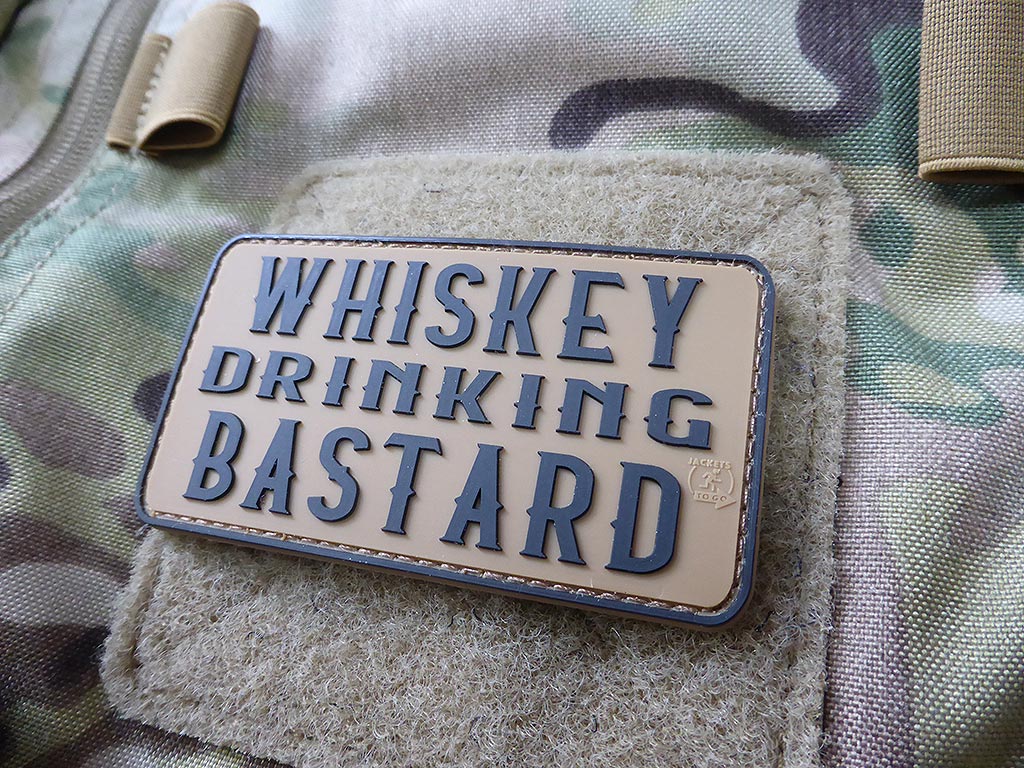 WHISKEY DRINKING BASTARD Patch, coyote brown / 3D Rubber Patch