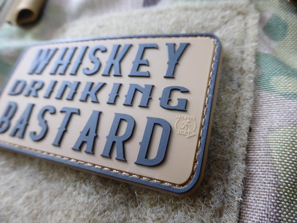 WHISKEY DRINKING BASTARD Patch, coyote brown / 3D Rubber Patch