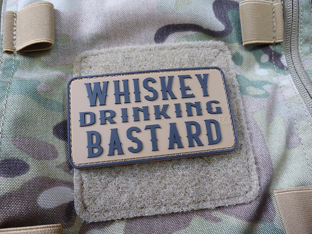 WHISKEY DRINKING BASTARD Patch, coyote brown / 3D Rubber Patch