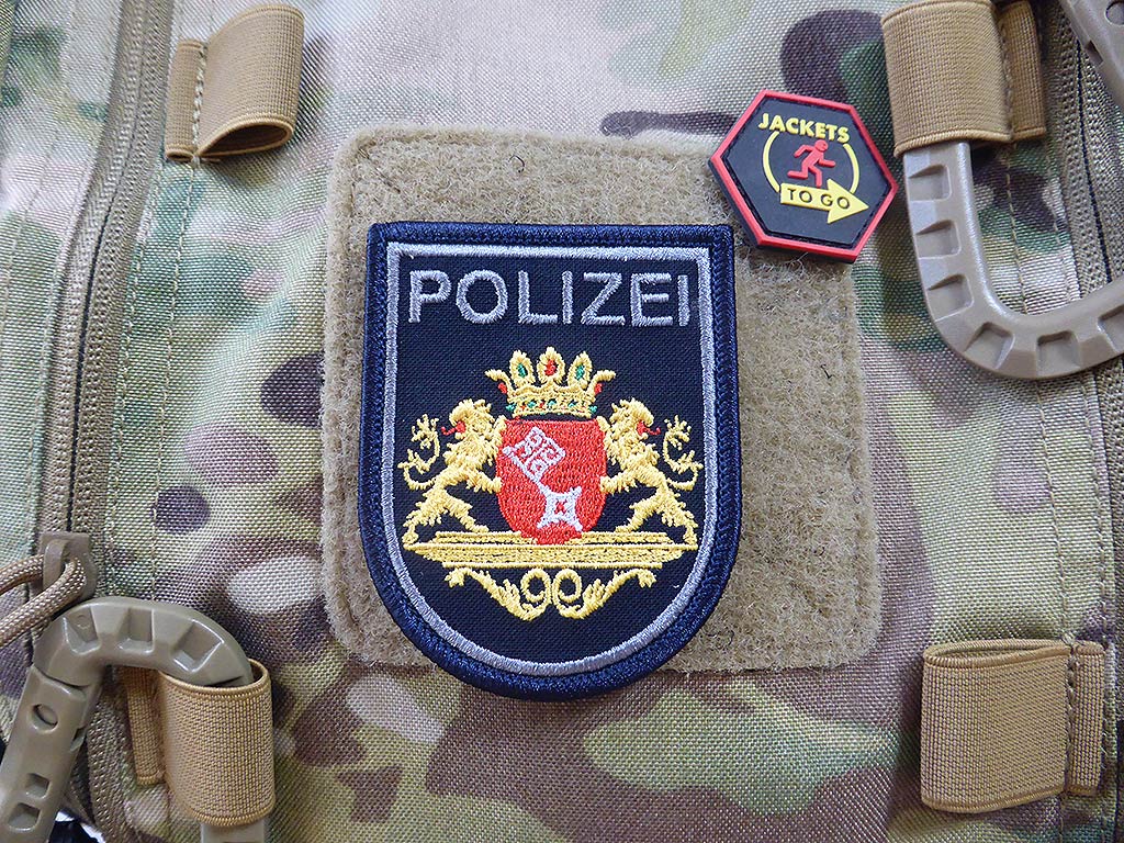 Insigne de manche de la police de Brême, bleu foncé, petit, brodé