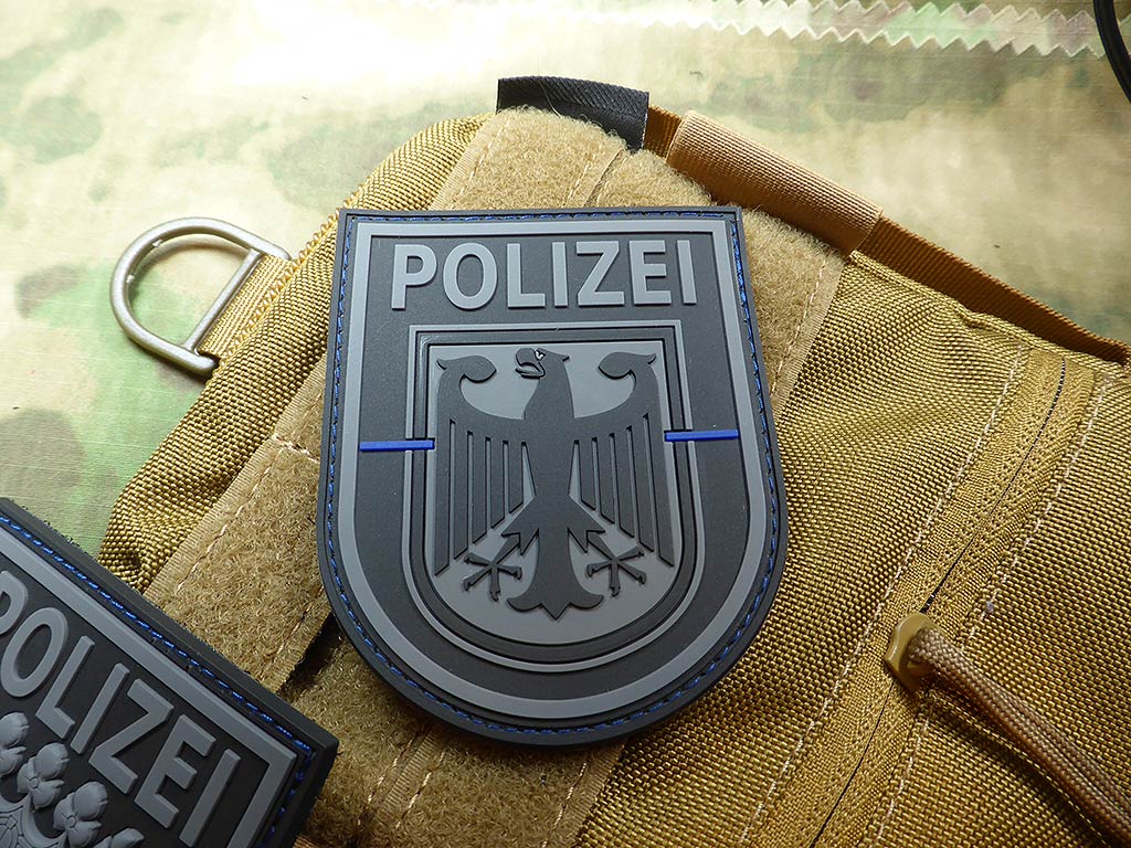 Ärmelabzeichen Bundespolizei, Blackops, Thin Blue Line, Sonderedition / 3D Rubber Patch