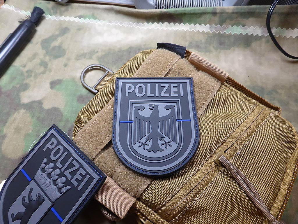 Ärmelabzeichen Bundespolizei, Blackops, Thin Blue Line, Sonderedition / 3D Rubber Patch