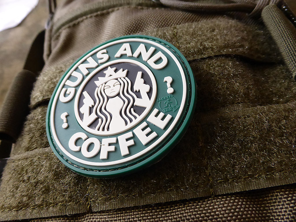 Guns and Coffee Patch, fullcolor, 3D Rubber patch