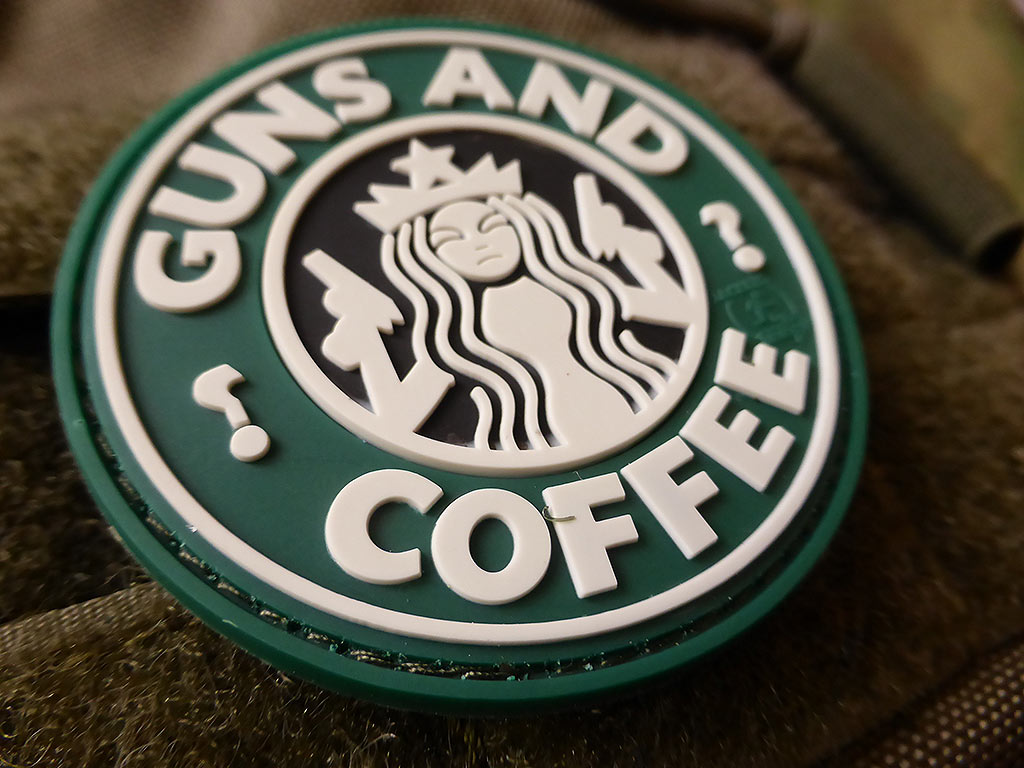 Guns and Coffee Patch, fullcolor, 3D Rubber patch